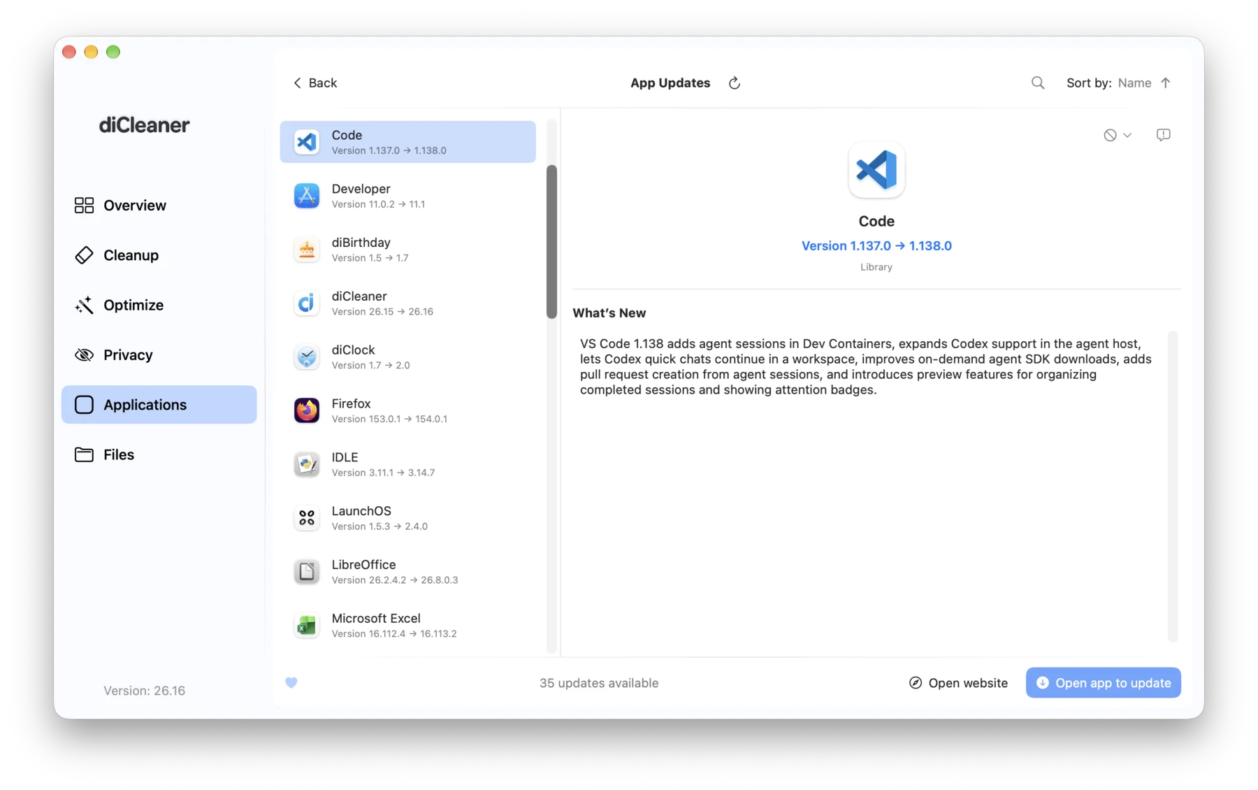Actualizaciones de Apps